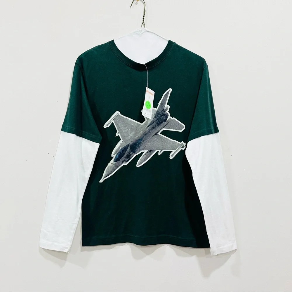 NWT GYMBOREE GRIZZLY LAKE GREEN LONG SLEEVE JET TEE‎ SIZE 12